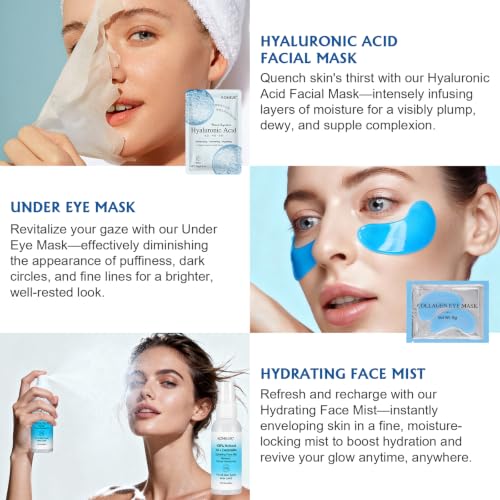15 Pcs Skincare with Facial Mask, Eye Mask, Face Mist, Lip Mask, Headband