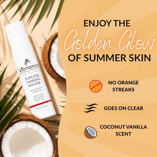 Vibriance Sunless Tanning Mousse for Mature Skin, Self Tanner for Women 50+, Golden Glow, Face and Body, Streak-Free, Buildable Color, Paraben-Free, Sensitive Skin, 6.7 fl oz