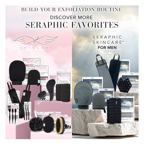 Seraphic Skincare Original Premium Exfoliating Mitt for Body (1pc) – 100% Vegan Viscose Traditional Body Scrub Glove Kessa Korean Washcloth – Body Exfoliator for Self-Tan Removal & Keratosis Pilaris