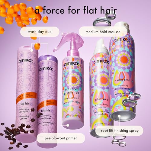 Amika big hit volumizing shampoo + conditioner bundle, 275ml