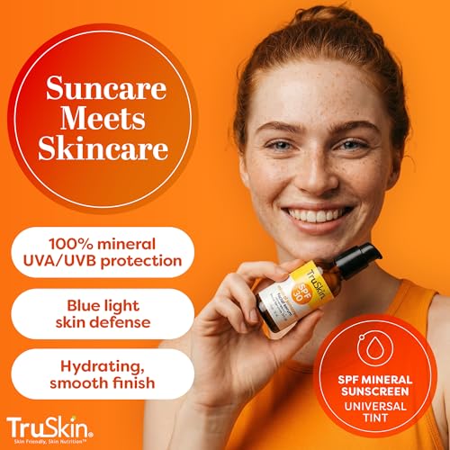 TruSkin SPF 30 Tinted Mineral Sunscreen Face Serum, Zinc Oxide, 1 fl oz