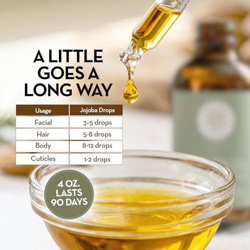 100% Pure Organic Jojoba Oil for Hair, Skin, Face & Nails, 4 fl oz