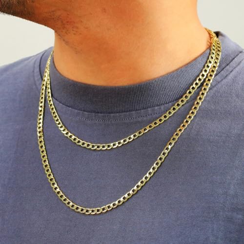 Nuragold 10k Real Yellow Gold Cuban Curb Link 5.5mm Chain Necklace, 16"-30" - 22"