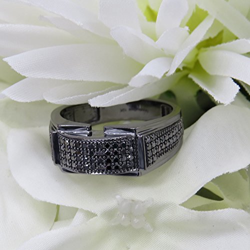 Dazzlingrock Collection 0.60 Cttw Black Rhodium Plated 10K Round Diamond Men's Wedding Band, Solid White Gold, Size 9