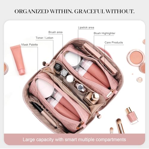 Travel Makeup Bag for Women: 3 Pcs Set Vagen Leather Make up Bag Hand-made
