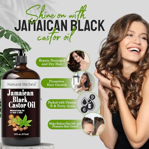 Jamaican Black Castor Oil 16 Fl Oz Glass Bottle Hair Growth Oil