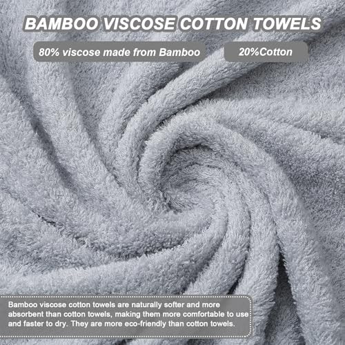 Aibaser Viscose from Bamboo and Cotton Bath Towels Set of 6-27x54 Inch Ultra Soft, Highly Absorbent Large Shower Towels for Bathroom, Spa & Gym