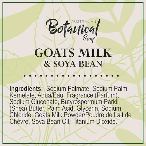Australian Botanical Soap Goats Milk Bars, 6.6 oz Each, Pack of 8, Triple Milled with Soya Bean Oil & Organic African Shea Butter, Cleansing Bar Soap, Packaging May Vary