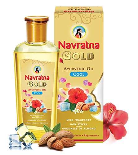 Navratna Gold Ayurvedic Hair Oil | with 24K Gold & 9 Ayurvedic Herbs | Lightweight, Non-Greasy & Fast-Absorbing | Relaxing Head Massage Oil | Deeply Nourishes Hair | 6.76 Fl Oz (200ml)