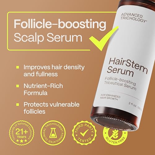 HairStem Follicle-boosting Triceutical Serum for Thicker Fuller Hair | Triple-Action, Multi-Zonal Topical Serum for Hormonal, Nutritional, and Inflammatory-Related Hair