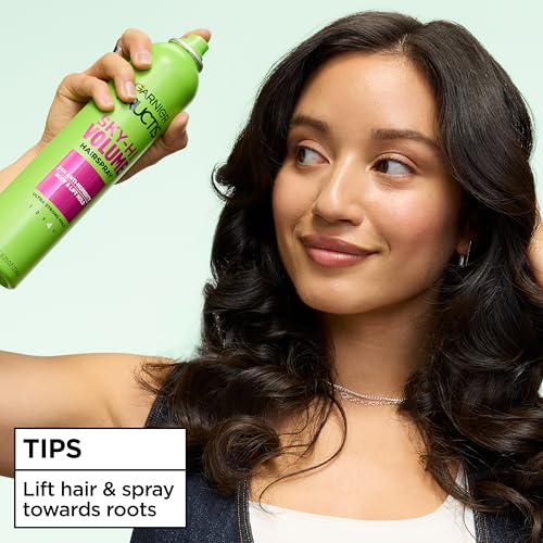 Garnier Fructis Sky-Hi Volume Hairspray, Anti-Humidity Volumizing Spray With Bamboo Extract, Provides 24-Hour of Flexible Hold and Frizz Control, 8.25 oz, 2 Count (Packaging May Vary)