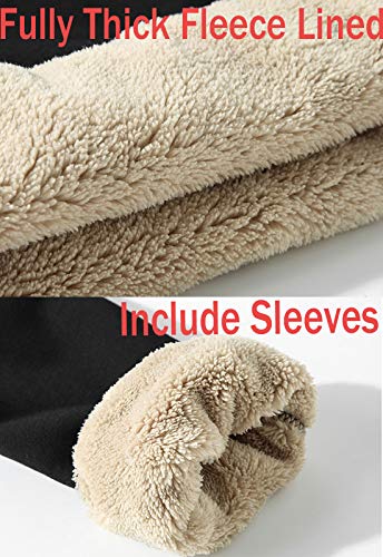 Flygo Men's Warm Sherpa Lined Crewneck Sweatshirts Heavyweight Fleece Pullover Thick Thermal Cotton Sweat-Shirts(Khaki-XL)