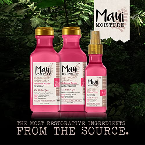 Maui Moisture Lightweight Hydration + Hibiscus Water Shampoo, Moisturizing Aloe Vera Shampoo Softens Curly Hair, Vegan & Sulfate-Free Surfactants, 13 Fl Oz