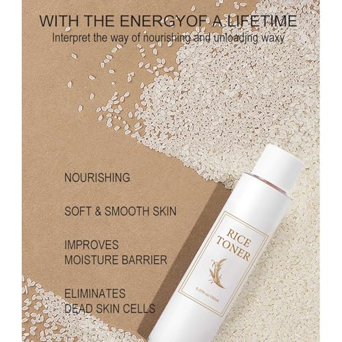 Rice Toner for Face, Rice Hydrating Face Toner for Women & Men, Lightweight Facial Moisturizer Targets Dryness, Dullness, Strengthens Skin Barrier, for Sensitive & Combination Skin