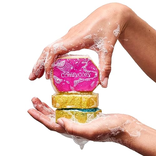 ComfyCozy Jasmine Crystal Soap Bar - 100% Natural Organic Hand Body Soaps Bars - Luxury Aromatherapy Skincare Acne Gift Essentials for Bath Beauty Women Mother Him Her Gifts Set Birthday Ideas - 90g