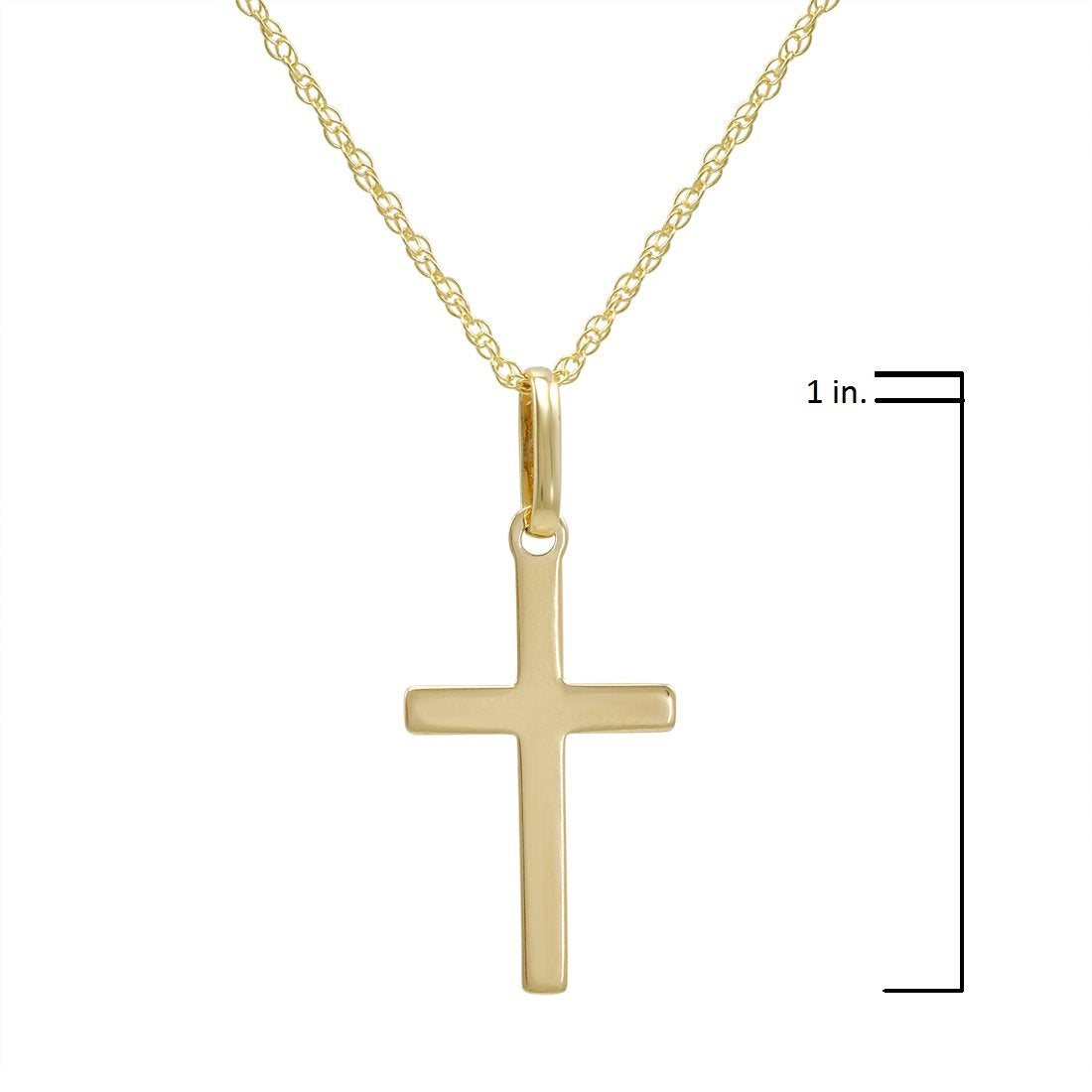 Amanda Rose Collection 14K Solid Yellow Gold Cross Pendant Necklace for Women on an 18 inch 14K Gold Chain