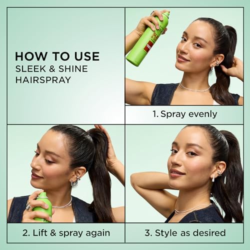 Garnier Fructis Sleek & Shine Hairspray, Provides 24-Hour Anti-Humidity and Frizz Control, Extra Strong Hold, Infused with Bamboo Extract for Ultra-Smooth Hair, 8.25 oz (Packaging May Vary)