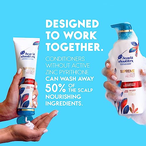 Head & Shoulders Anti-Dandruff Shampoo and Conditioner Set, Supreme Color Protect, 1% Pyrithione Zinc, Sulfate-Free, Argan Oil and Manuka Honey, 11.8 fl oz & 9.4 fl oz