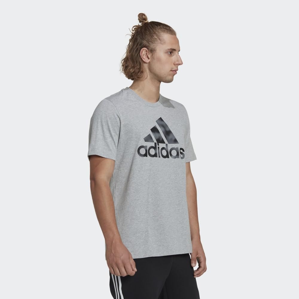 adidas Men's Essentials Camouflage Printed Tee, Medium Grey Heather