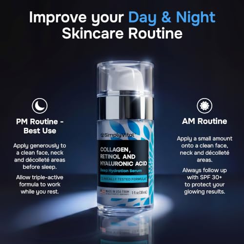 Retinol Collagen Face Serum - Anti-Aging Moisturizer for Women, 1 fl oz