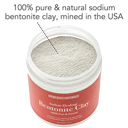 Pure Body Naturals Bentonite Clay Powder, Indian Healing Clay, 8 oz