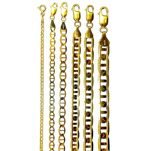 14K Yellow Gold SOLID Anchor Mariner Necklace Bracelet Chain Link Men Women Jewelry 6.4g | 6mm | 8 Inches | MADE IN ITALY