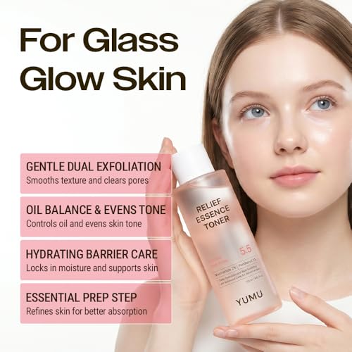 YUMU Licorice Relief Essence Toner for Sensitive Skin, Niacinamide, Panthenol, Fragrance-Free, Soothing & Hydrating (255ml / 8.62 fl. oz.)