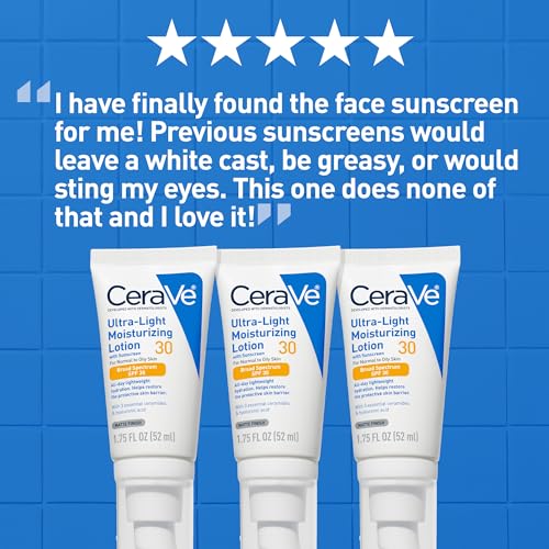 CeraVe Ultra-Light Moisturizing Lotion SPF 30, Sunscreen for Face, 1.7oz