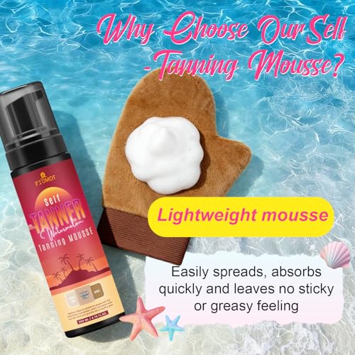 Self-Tanning Mousse for a Natural, Sun-Kissed Glow – Fast-Drying, Streak-Free, Long-Lasting Formula, 6.76 FL