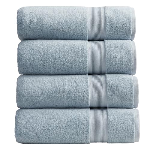 Springtree Home Luxury Bamboo Rayon Plush Bath Towel Set | 4-Pack| Blue Fog