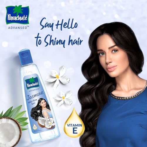 Parachute Advansed Jasmine Enriched Coconut Hair Oil with Vitamin-E | For Scalp Nourishment| Stronger, Softer, Silkier Hair | Indian Hair Oil | All Hair Types| 10.1 Fl.oz