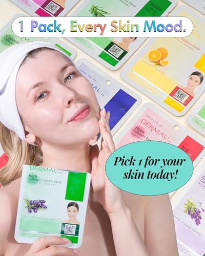 DERMAL 78 Collagen Korean Essence Sheet Mask, 39-Formula Variety, 2 Each