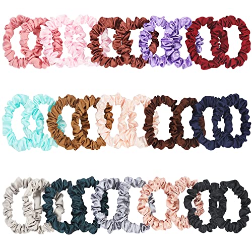 KECUCO 30Pcs Small Silk Satin Hair Scrunchies, Hair Ties for Women Girls Hair Accessories Gift (Multicolor A)
