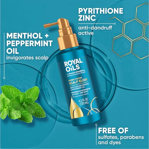 Head & Shoulders Royal Oils Instant Soothe Scalp Elixir, 4.2 fl oz, No-Rinse Scalp Relief for Textured Hair