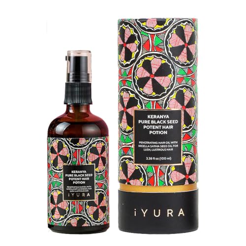 Keranya Pure Black Seed Potent Potion – Ayurvedic Oil for Shinier Looking Hair – Lightweight, Colorless Formula Suitable for All Hair Types – 3.38 fl oz