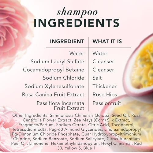 Herbal Essences Shampoo, Rose Hips + Passionfruit - Smooth Collection, Shiny Hair with Vitamin E & Jojoba, Safe for Color Treated Hair, Floral Scent, Cruelty-Free, Dermatologist-Tested, 29.2 Fl Oz