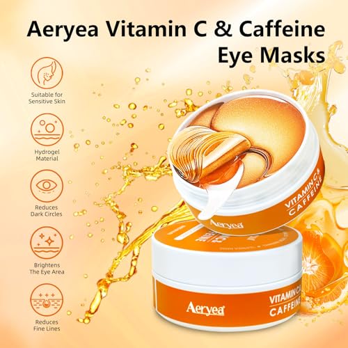 Aeryea Vitamin C & Caffeine Under Eye Patches for Men & Women 30 Pairs