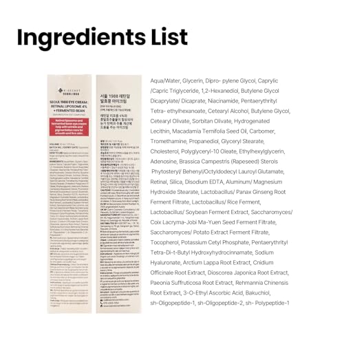 K-SECRET SEOUL 1988 Retinal Eye Cream | Retinal Liposome 4% for Dark Circles & Crow's Feet Care | Niacinamide, Bakuchiol, and Fermented Bean | Korean Skincare, 30ml / 1.01 fl oz