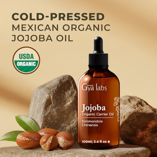Gya Labs USDA Organic Jojoba Oil - 3.4 Fl Oz - Carrier Oil for Hair, Skin, Face, Scalp & Body Massage