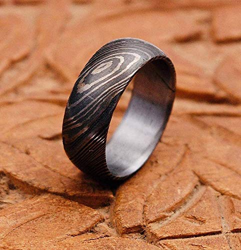 KE-225-AT Damascus Steel Ring Custom and Handmade Damascus Ring Damascus Steel Engagement Ring Anniversary Ring Wedding Band Fathers Day Ring Damascus Steel Ring Wedding Band Rings for Men (10.75)