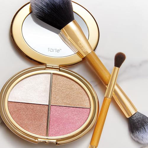 tarte glow wardrobe highlighting eye & cheek palette – Highlighter, Blush, Bronze & Eyeshadow All-in-One Face & Eye Viral Makeup for Everday Radiant Blendable Glow, Vegan & Cruelty Free, full size