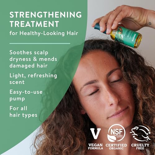 Badger Organic Jojoba Hair Oil & Dry Scalp Treatment, Soothing & Moisturizing Itchy Dry Scalp Oil, Rosemary Hair Oil, Organic Jojoba Oil Hair & Scalp Moisturizer, 2 fl oz Glass Bottle