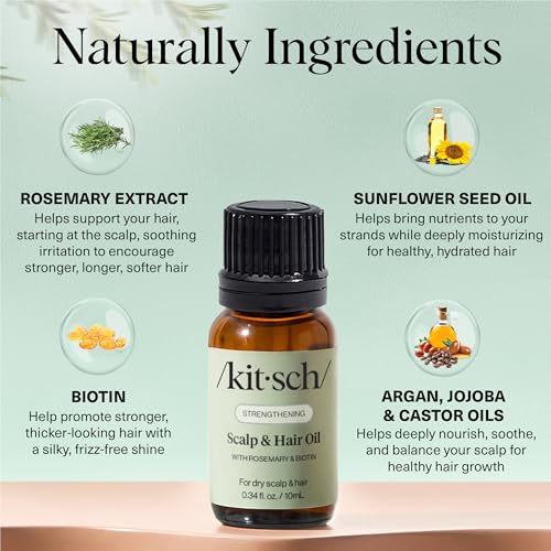 Kitsch Rosemary Oil for Hair Growth -With Castor Oil, Biotin & Jojoba- 10mL