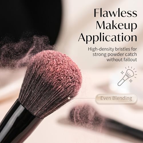 BS-MALL Makeup Brush Set 18 Pcs Premium Synthetic Foundation Powder Concealers Eye shadows Blush Makeup Brushes with black case (C-Black）