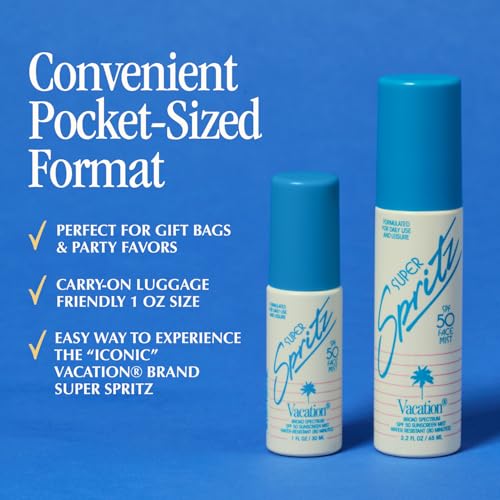 Vacation Mini Super Spritz SPF 50 Face Sunscreen Spray, Pack of 6
