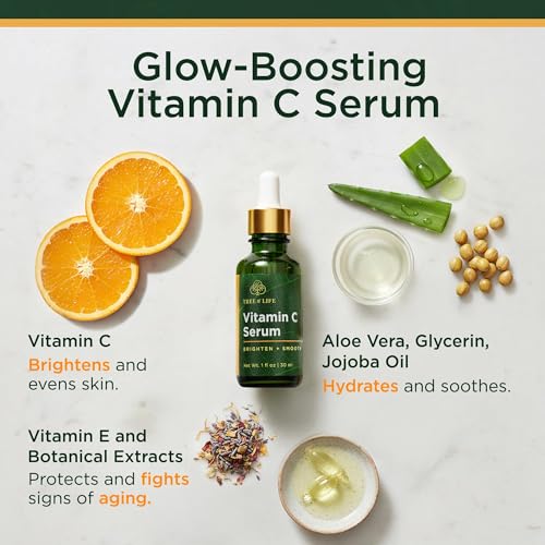 Tree of Life Vitamin C Serum for Face, Dark Spots Remover Face Oil, 1 Fl Oz
