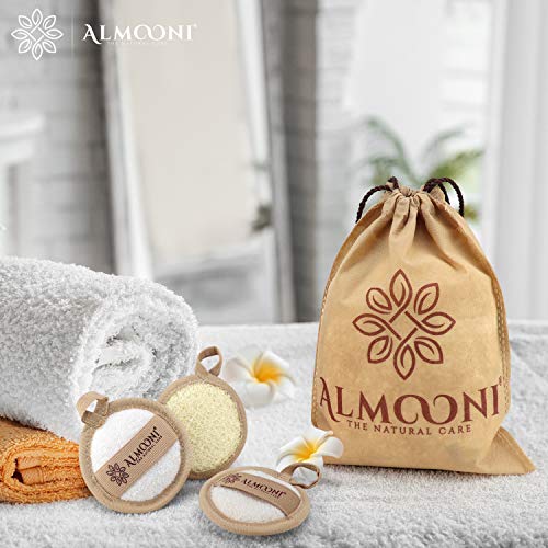 ALMOONI Natural Loofah Face Scrubber, Egyptian Facial Pads, 6 Count