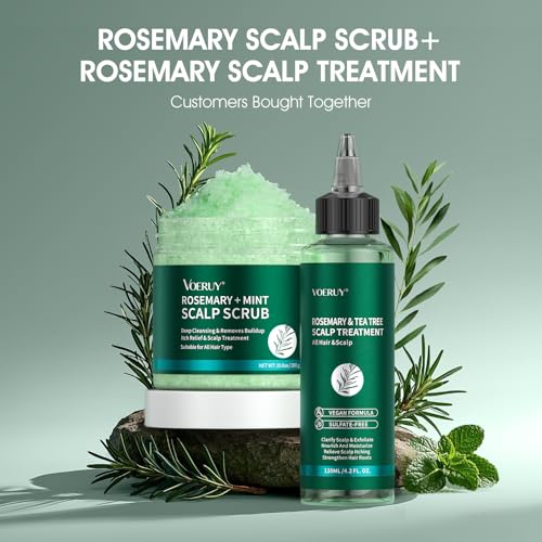 VOERUY Scalp Treatment, Rosemary Refreshing Scalp Treatment with Tea Tree, Clarifying Build Up & Purifying, Leave-In Scalp Detox for Dry Itchy Scalp,Vegan & Cruelty-Free,120ML