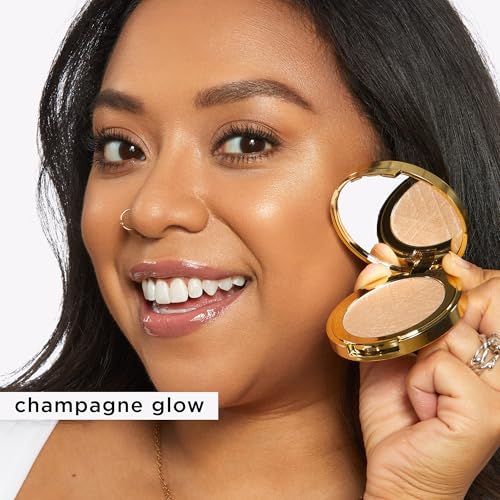tarte Amazonian clay shimmering light – Pressed Highlighter with Buildable Radiant Glow for a Natural Lightweight Luminous Finish, Vegan & Cruelty-Free, full size, champagne glow