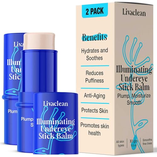 2 Pk 20g Under Eye Balm Stick Hydrating | 0.7 Oz Moisturizing Under Eye Brightener Stick w/Retinol, Aloe Vera, Vit E | Plumps, Hydrates & Reduces Dark Circles & Puffiness | Multipurpose Undereye Balm